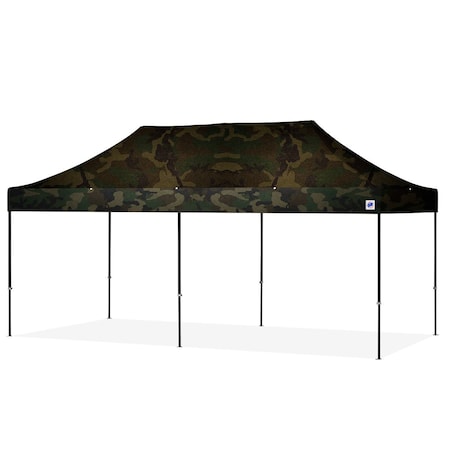 E-Z Up TAA Compliant Eclipse Shelter, 10' W x 20' L, Black Steel Frame, Woodland Camo Top EC3STL20KFBKTMCWC